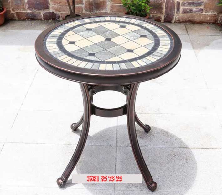 Bàn ghế nhôm đúc mặt đá mosaic