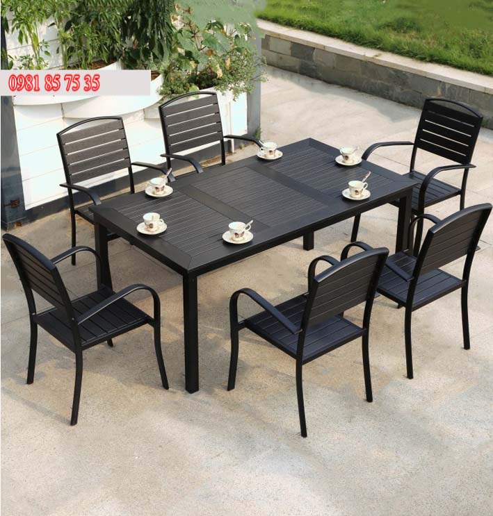 bàn ghế composite ngoài trời 1 bàn 6 ghế