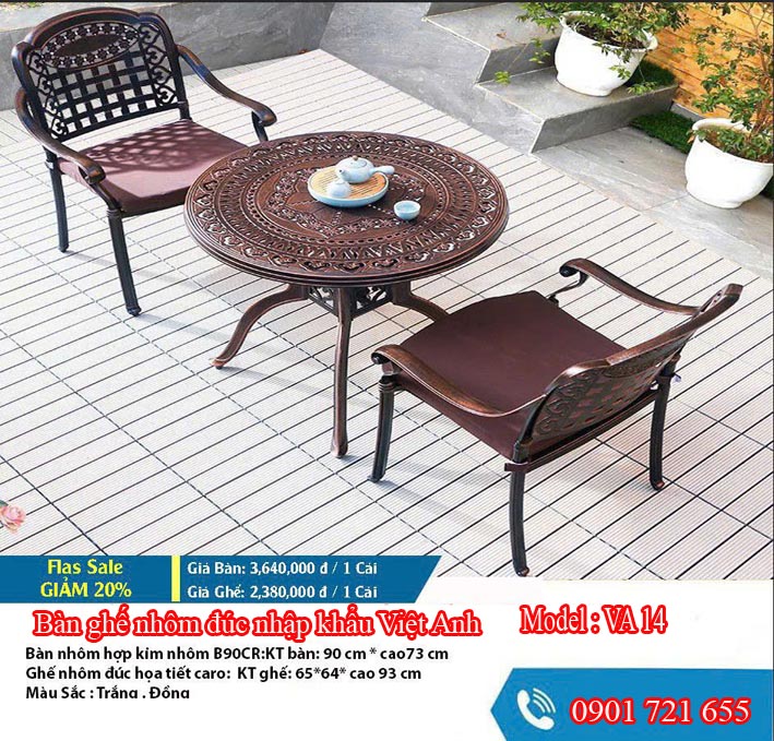 Bàn ghế nhôm đúc sân vườn