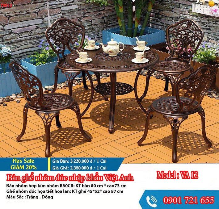 Bàn ghế nhôm đúc ngoài trời