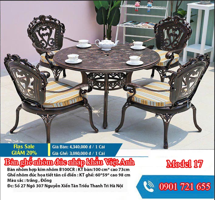 Bàn ghế nhôm đúc sân vườn quảng ninh