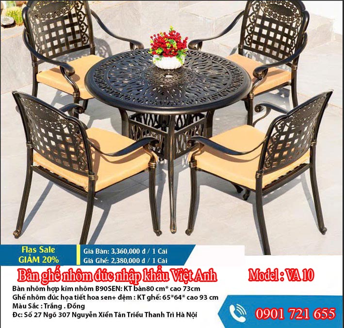 BÀN GHẾ NHÔM ĐÚC NHẬP KHẨU VIỆT ANH VA 10