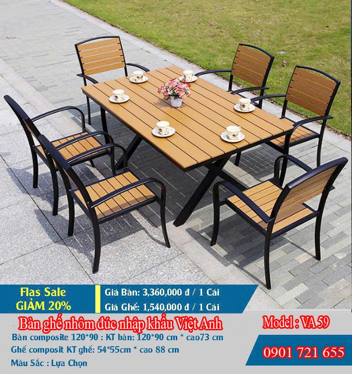 BÀN GHẾ  NGOÀI TRỜI POLYWOOD VIỆT ANH VA 59