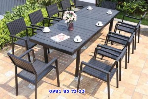 BÀN GHẾ SÂN VƯỜN COMPOSITE CHỮ NHẬT