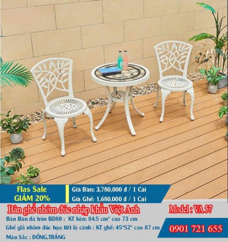 BÀN GHẾ NHÔM ĐÚC NGOÀI TRỜI VIỆT ANH VA 57