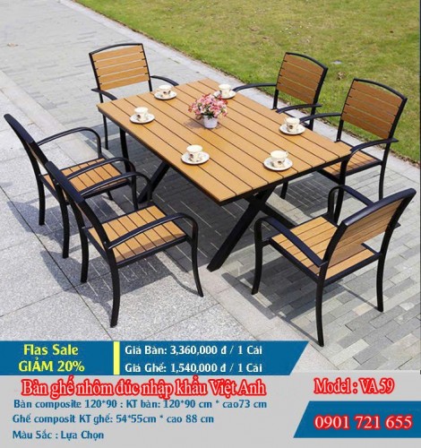 BÀN GHẾ  NGOÀI TRỜI POLYWOOD VIỆT ANH VA 59